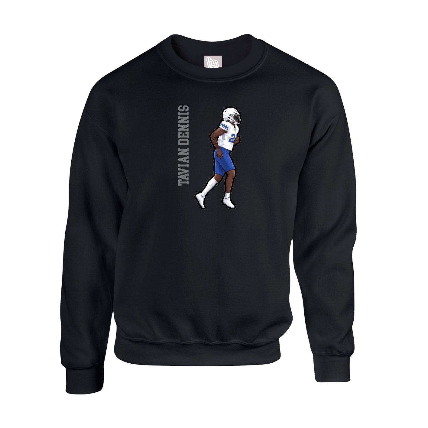 Fleece Crew — Name Vertical in Black