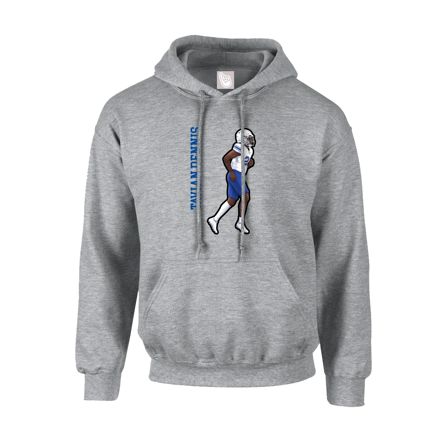 Youth Hoodie — Name Vertical in Grey