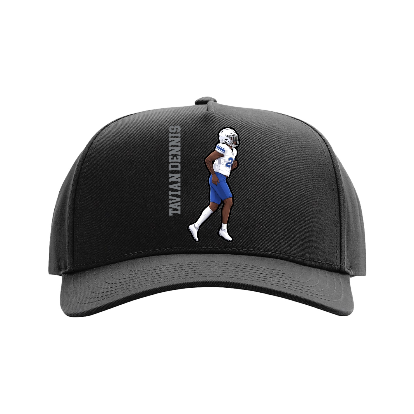 Full Fabric Five-Panel Champ Cap — Name Vertical in Black