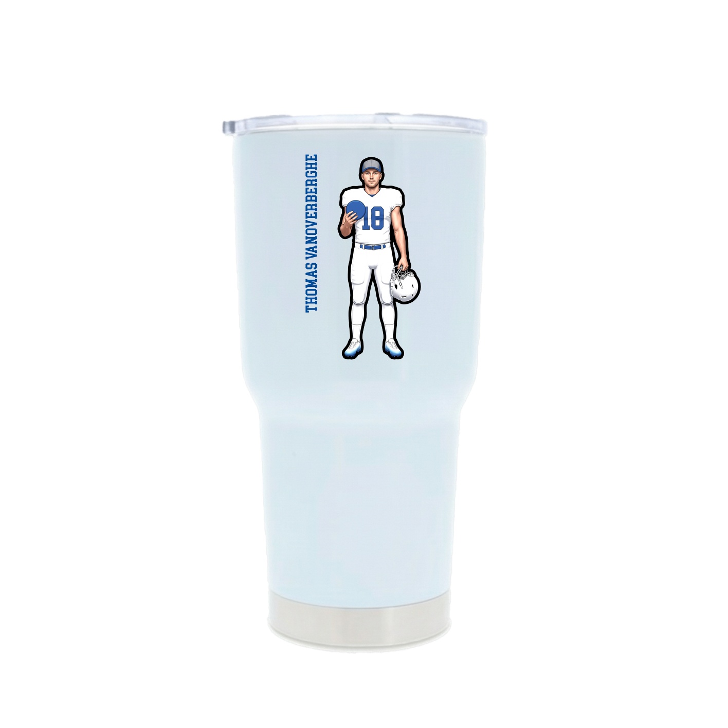 30oz Stainless Steel Tumbler — Name Vertical in White