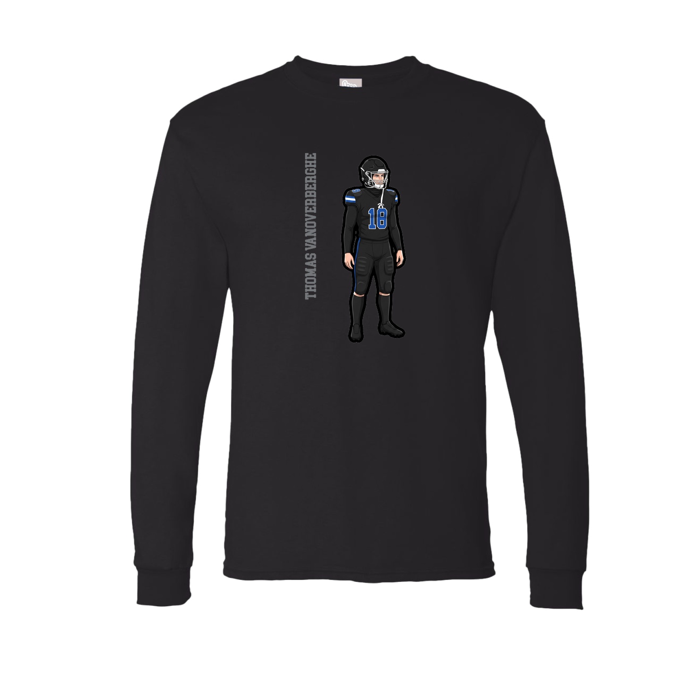 Long Sleeve Tee — Name Vertical in Black