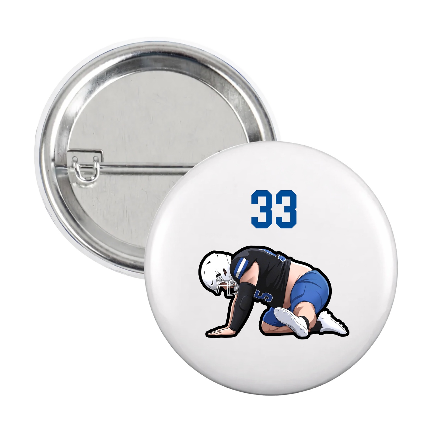 Game Day Button — Number Top in White