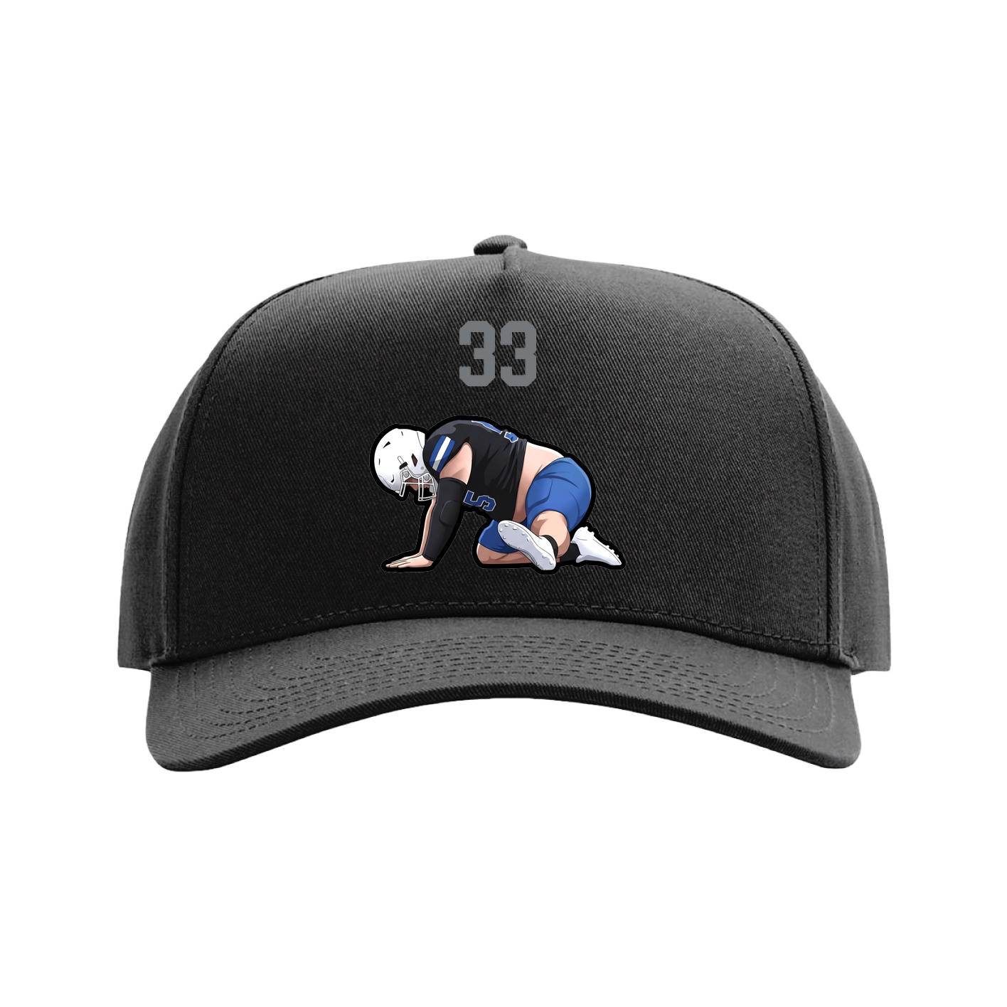 Full Fabric Five-Panel Champ Cap — Number Top in Black