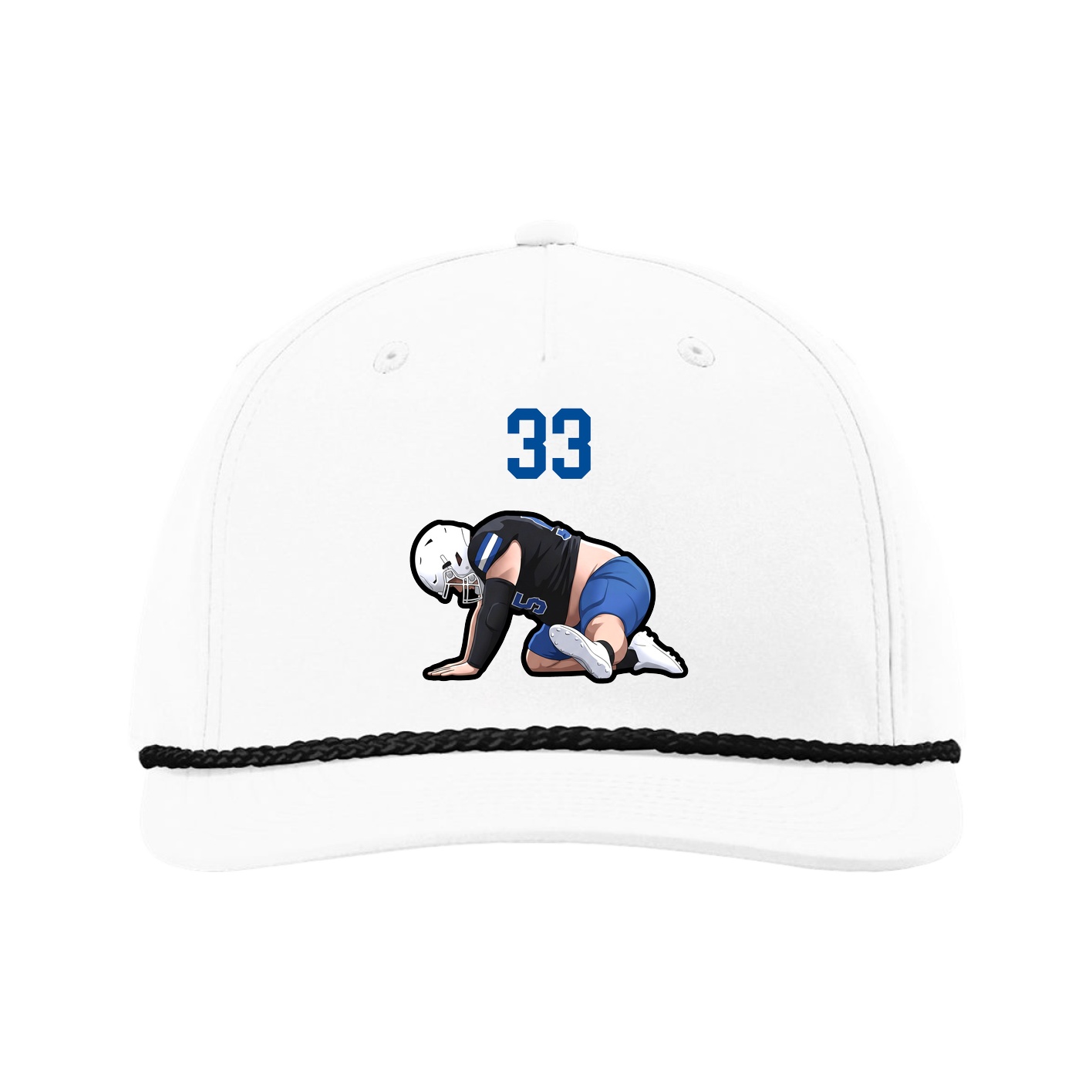Five-Panel Classic Rope Cap — Number Top in White