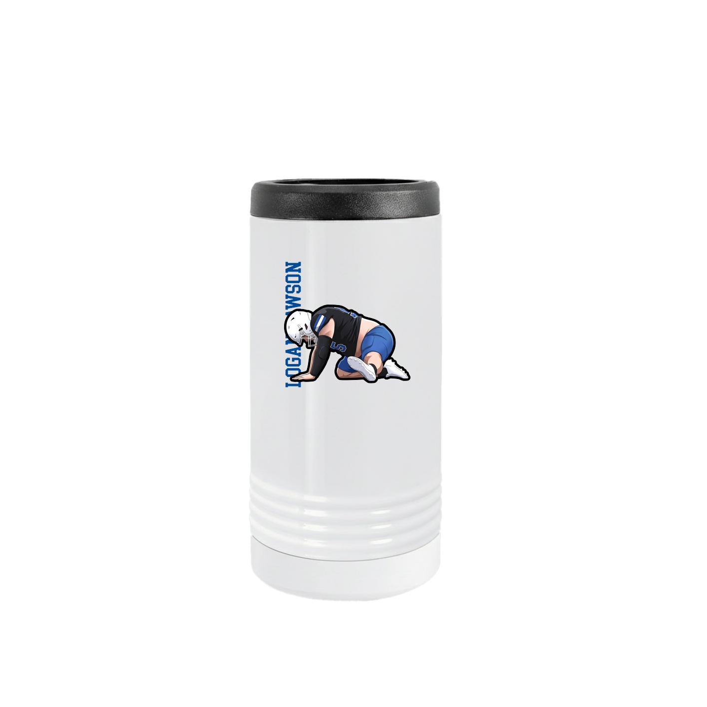 Slim Beverage Holder — Name Vertical in White