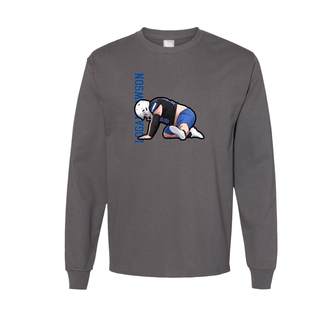 Long Sleeve Tee — Name Vertical in Grey
