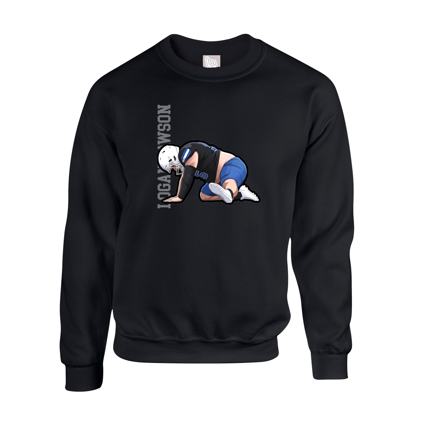 Fleece Crew — Name Vertical in Black