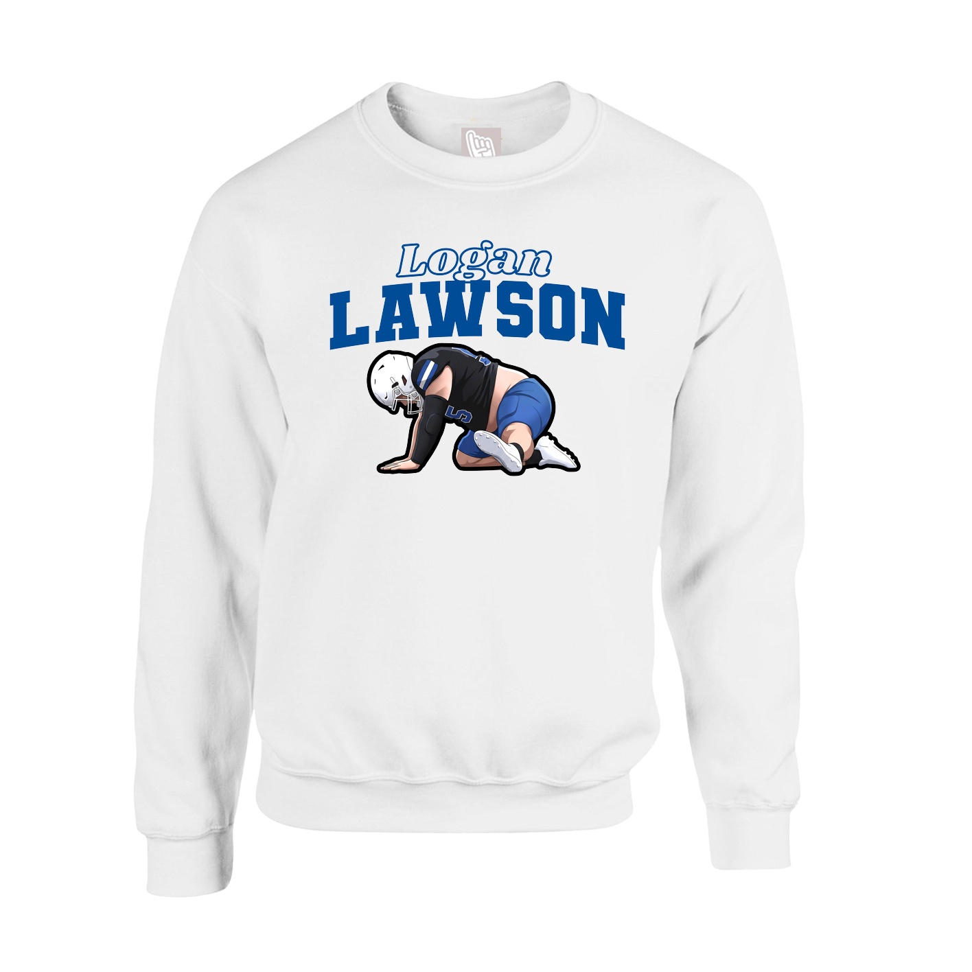 Fleece Crew — Name Arch in White