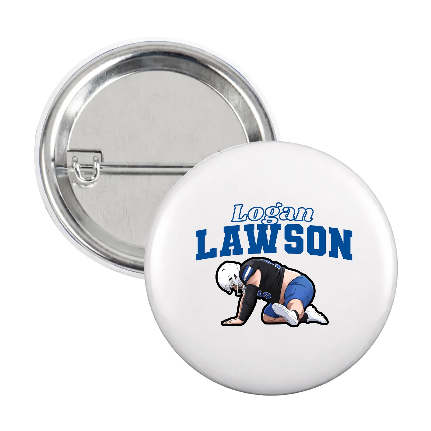 Game Day Button — Name Arch in White