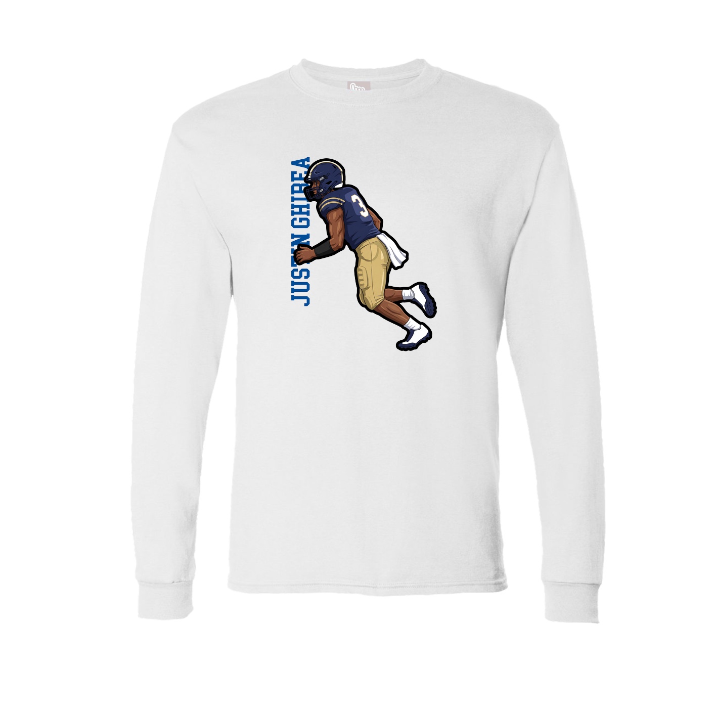 Long Sleeve Tee — Name Vertical in White