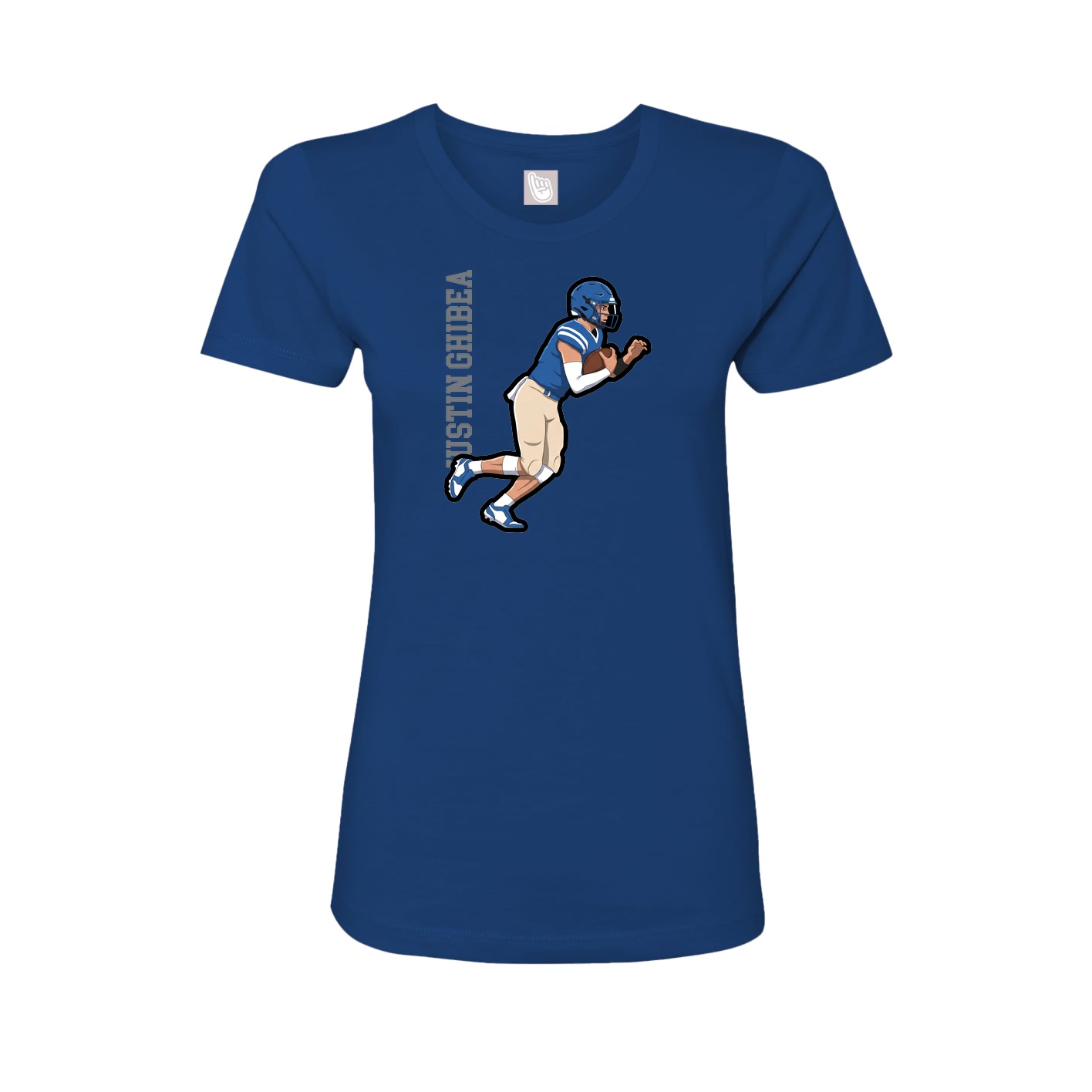 Fitted Women's Tee — Name Vertical in Royal
