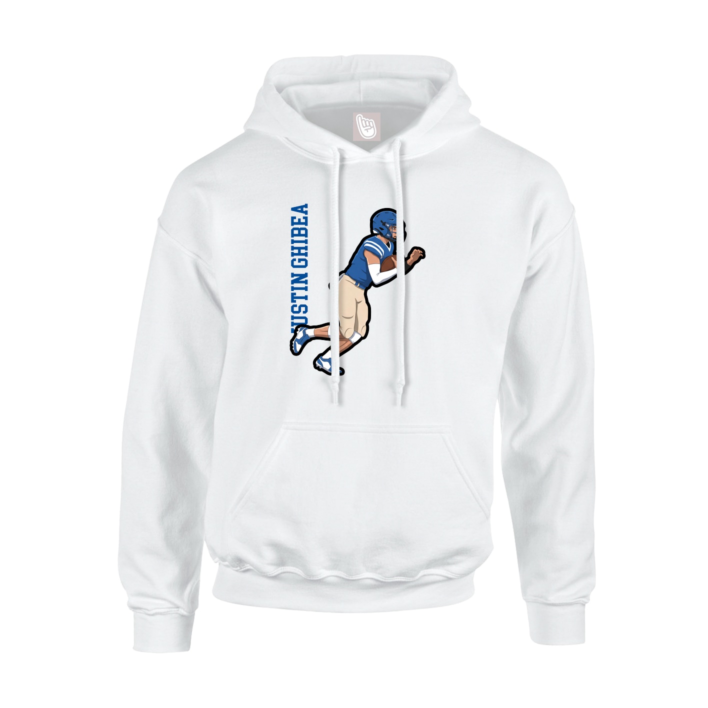 Youth Hoodie — Name Vertical in White
