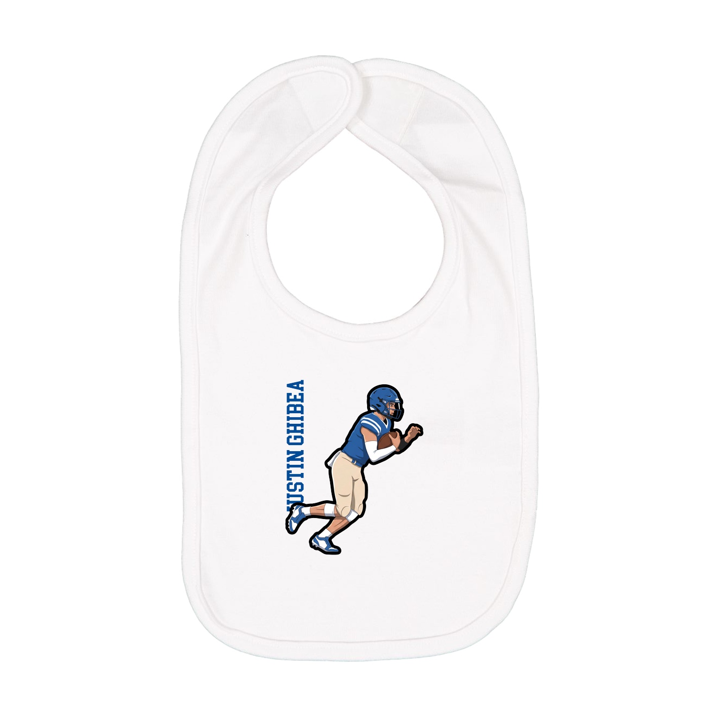 Infant Bib — Name Vertical in White
