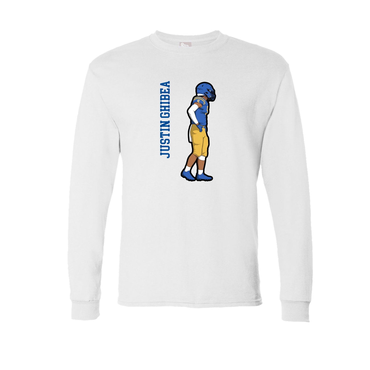 Long Sleeve Tee — Name Vertical in White