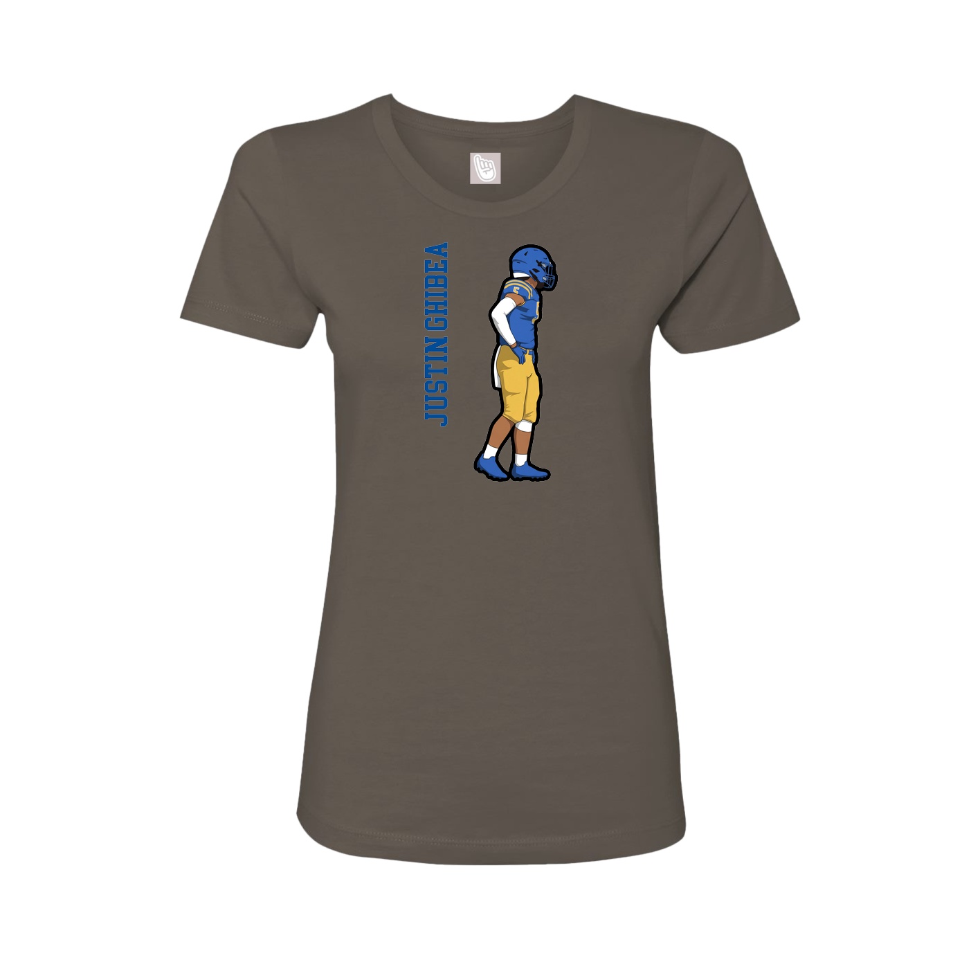 Fitted Women's Tee — Name Vertical in Grey