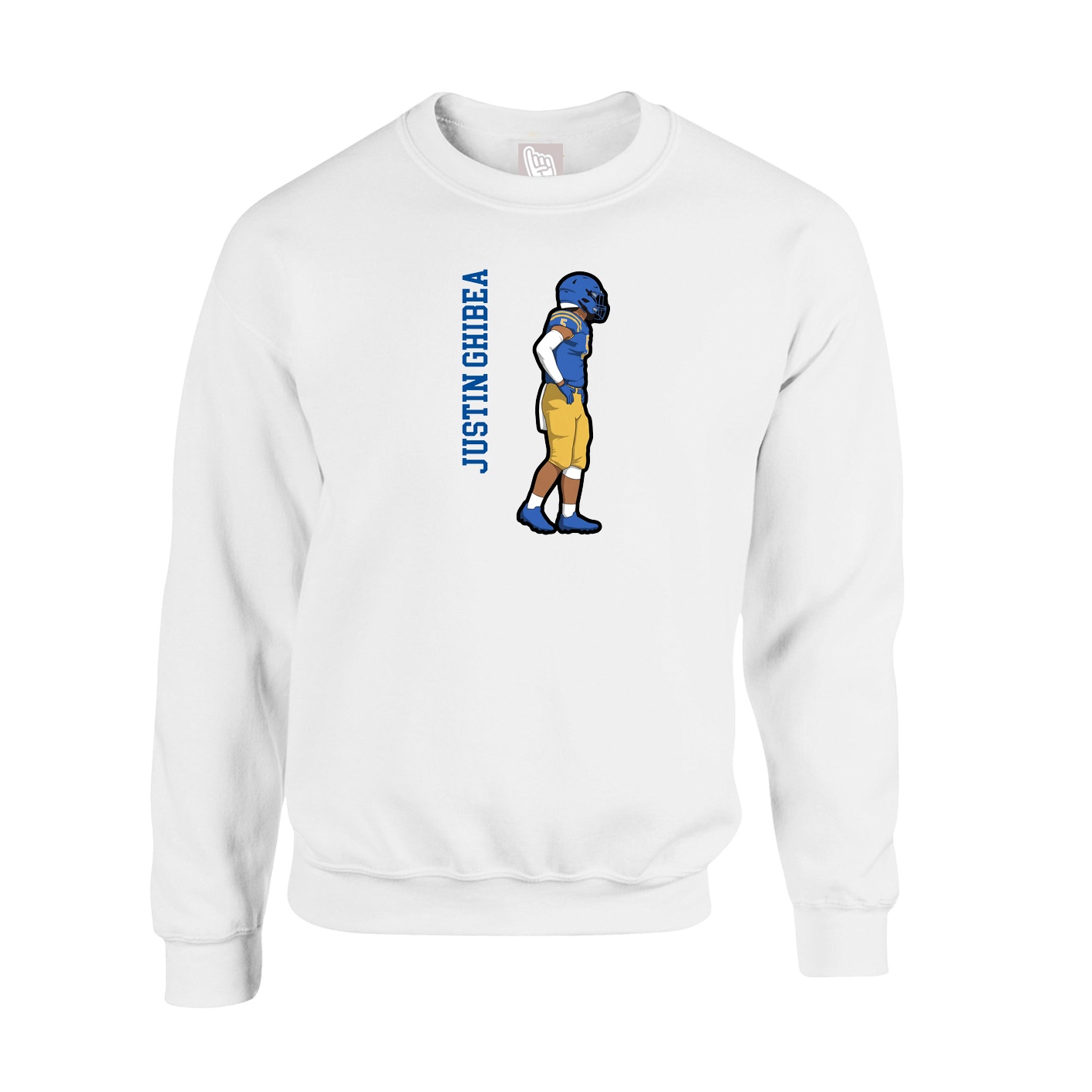Fleece Crew — Name Vertical in White