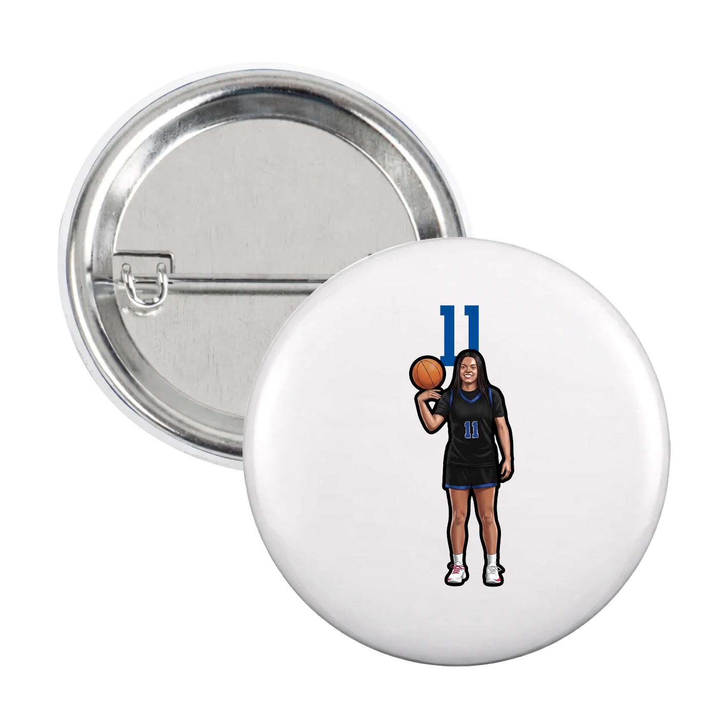 Game Day Button — Number Top in White