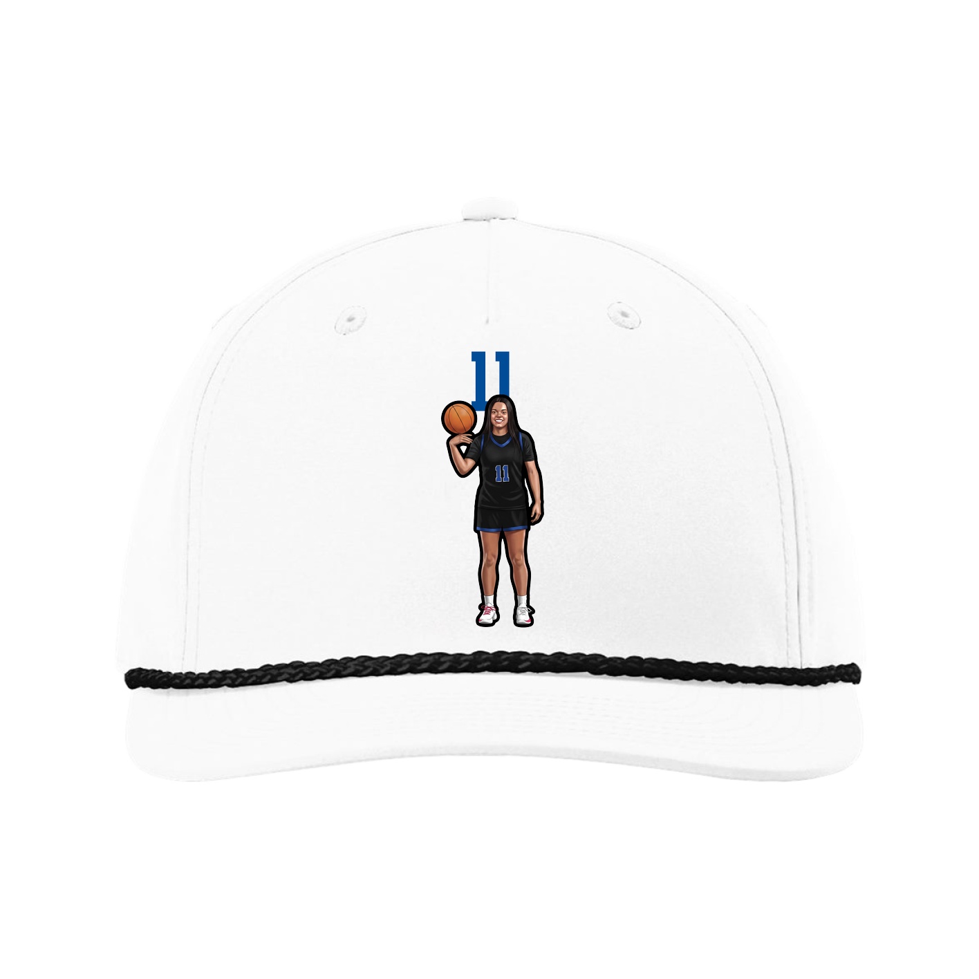 Five-Panel Classic Rope Cap — Number Top in White