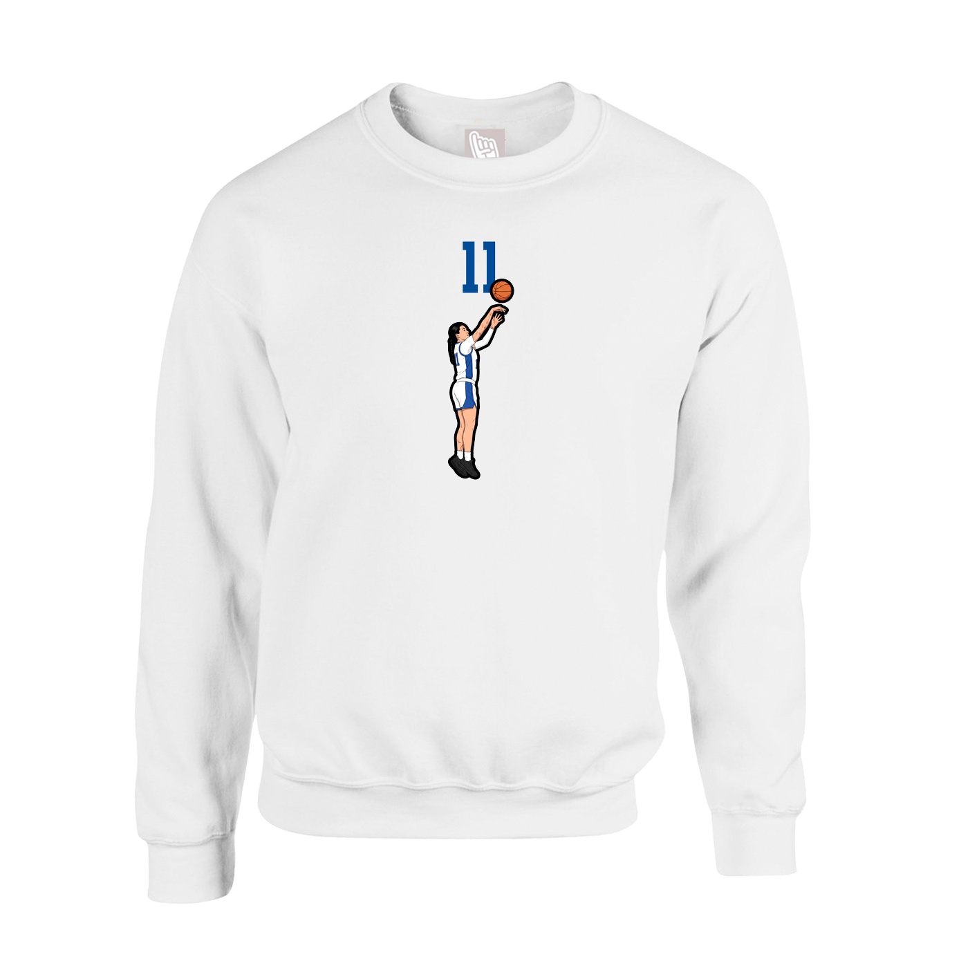 Fleece Crew — Number Top in White