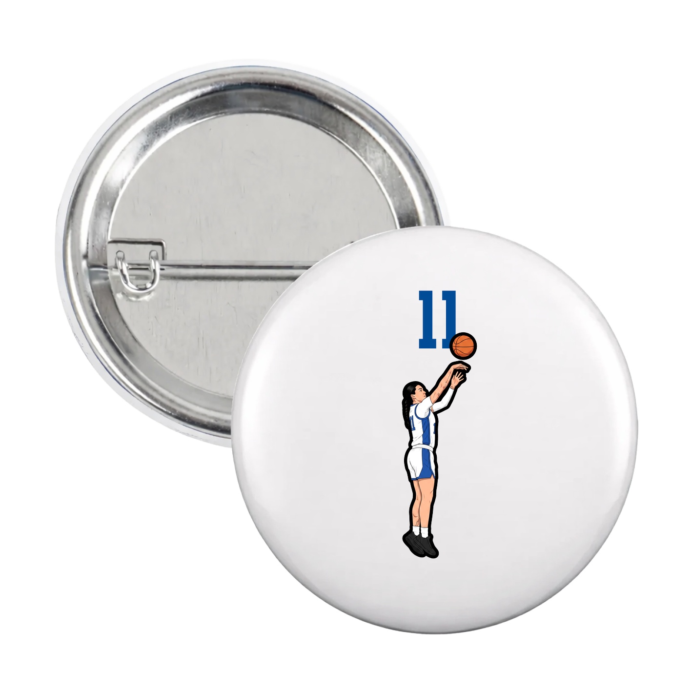 Game Day Button — Number Top in White