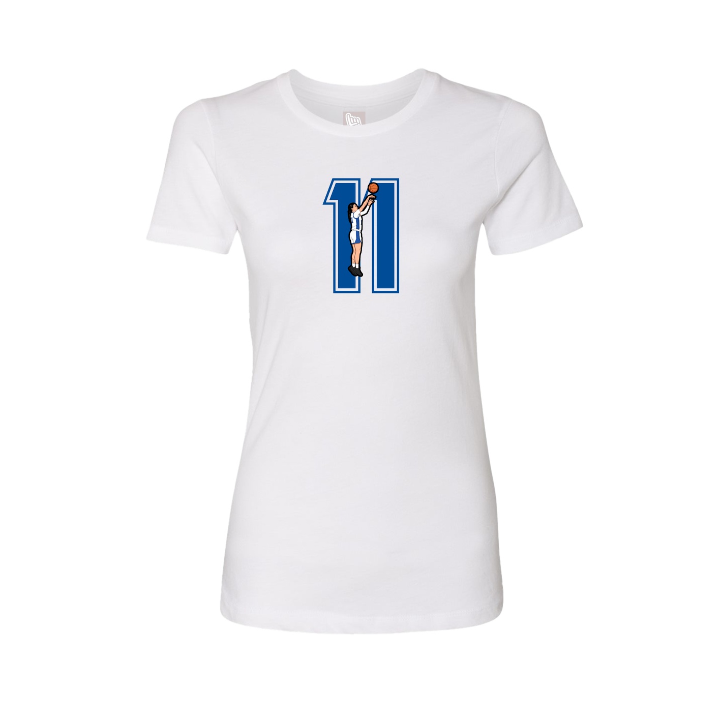 Fitted Women's Tee — Number in White