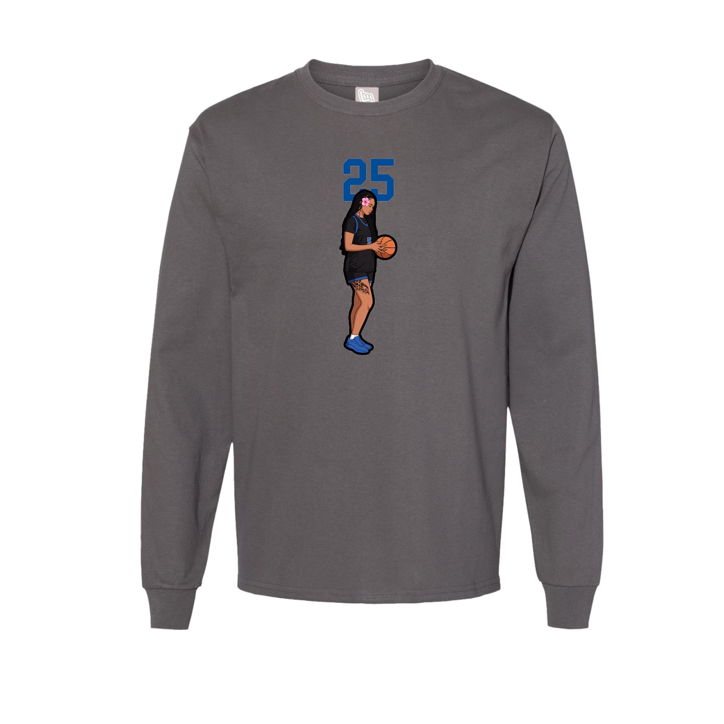 Long Sleeve Tee — Number Top in Grey