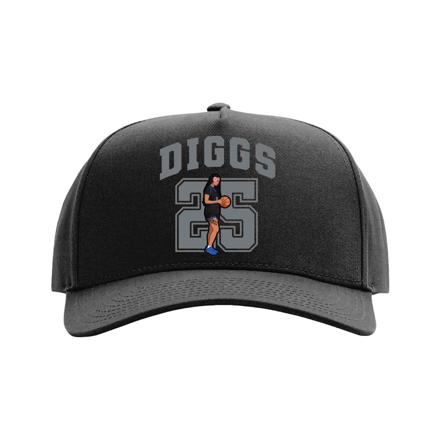Full Fabric Five-Panel Champ Cap — Number in Black