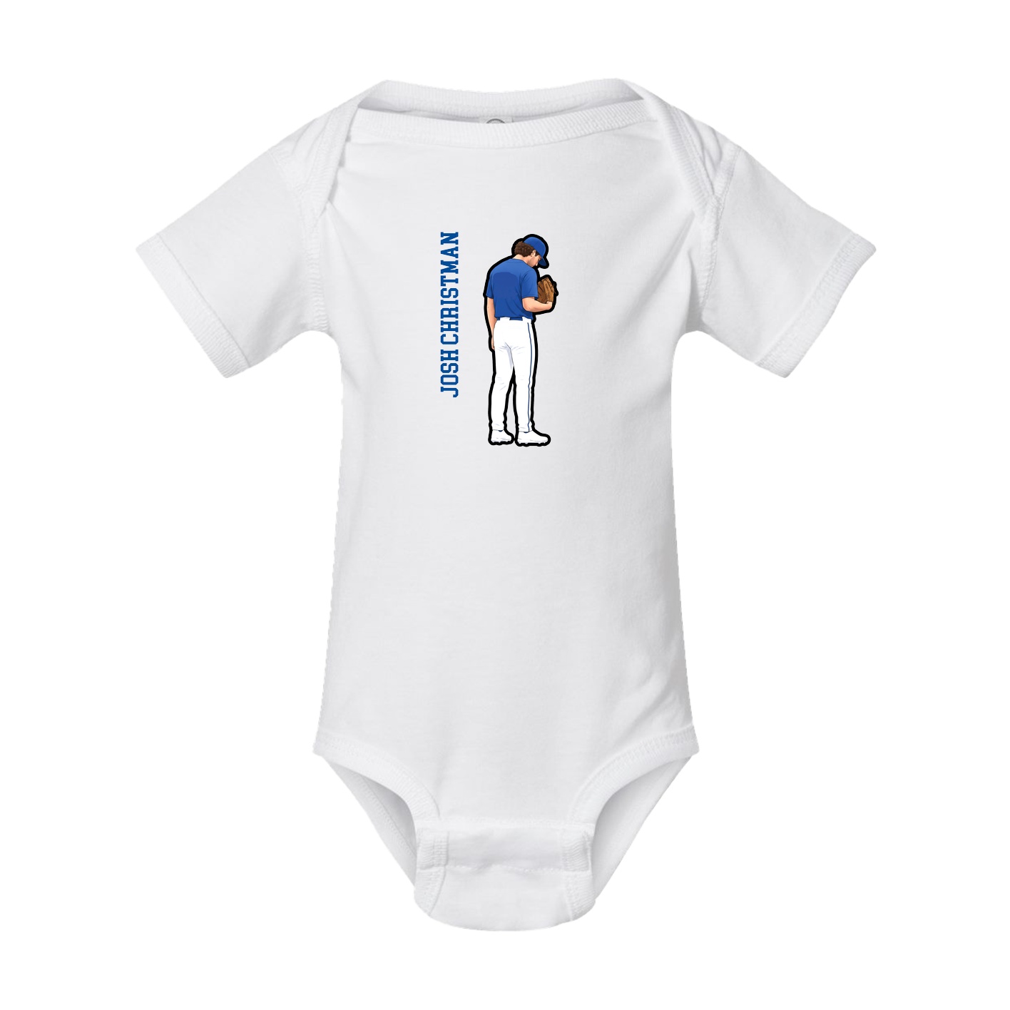 Baby Onesie — Name Vertical in White