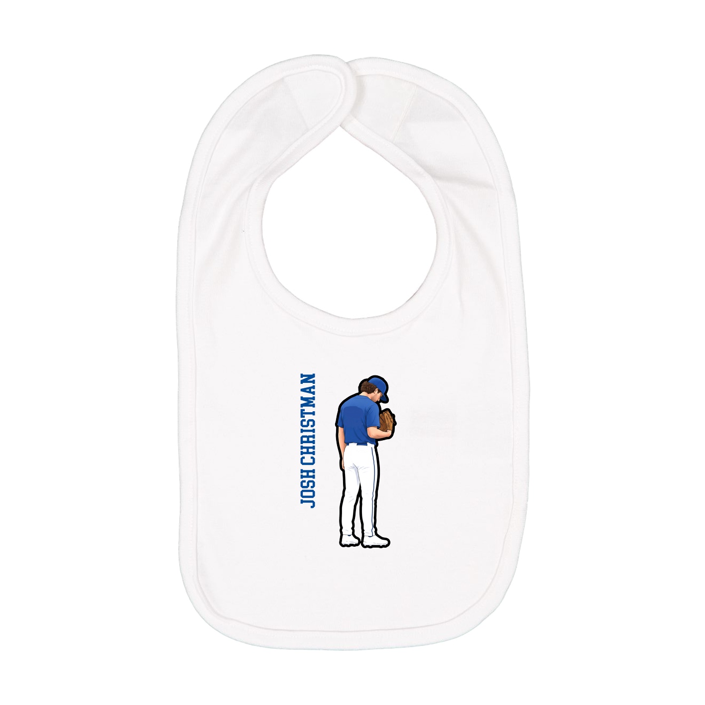 Infant Bib — Name Vertical in White