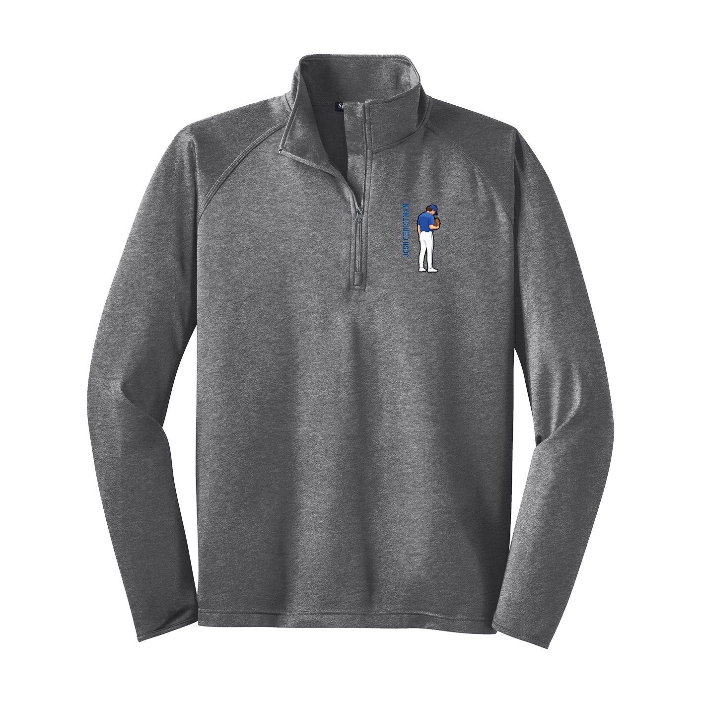 Q-Zip Pullover — Name Vertical in Grey