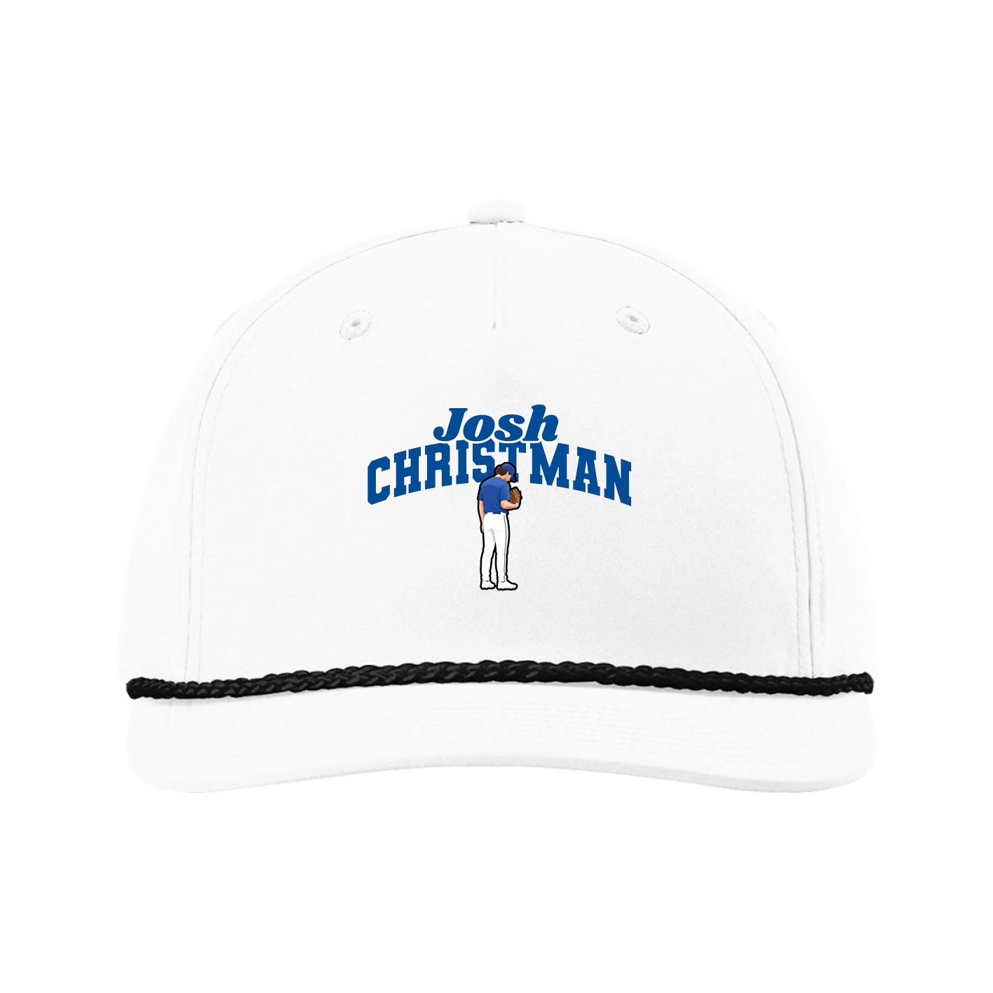 Five-Panel Classic Rope Cap — Signature Arch in White