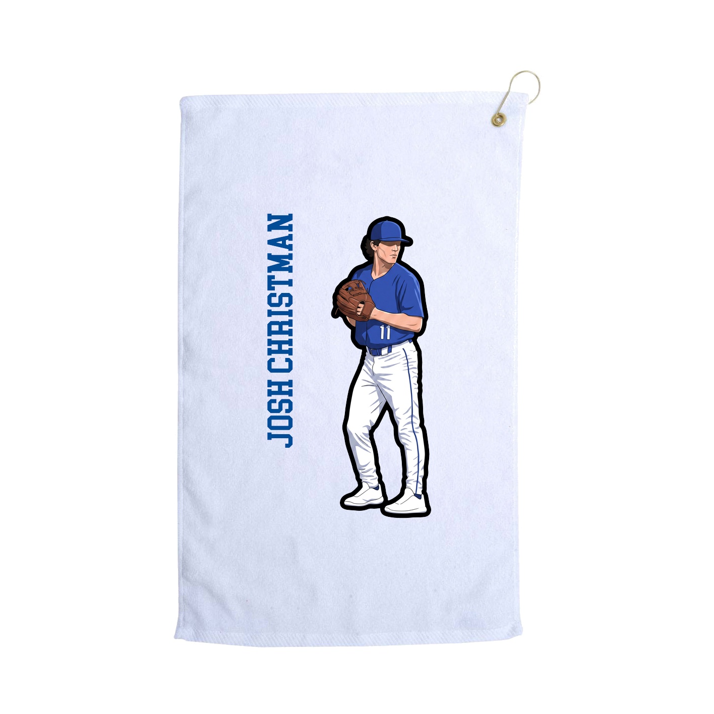 Golf Towel — Name Vertical in White