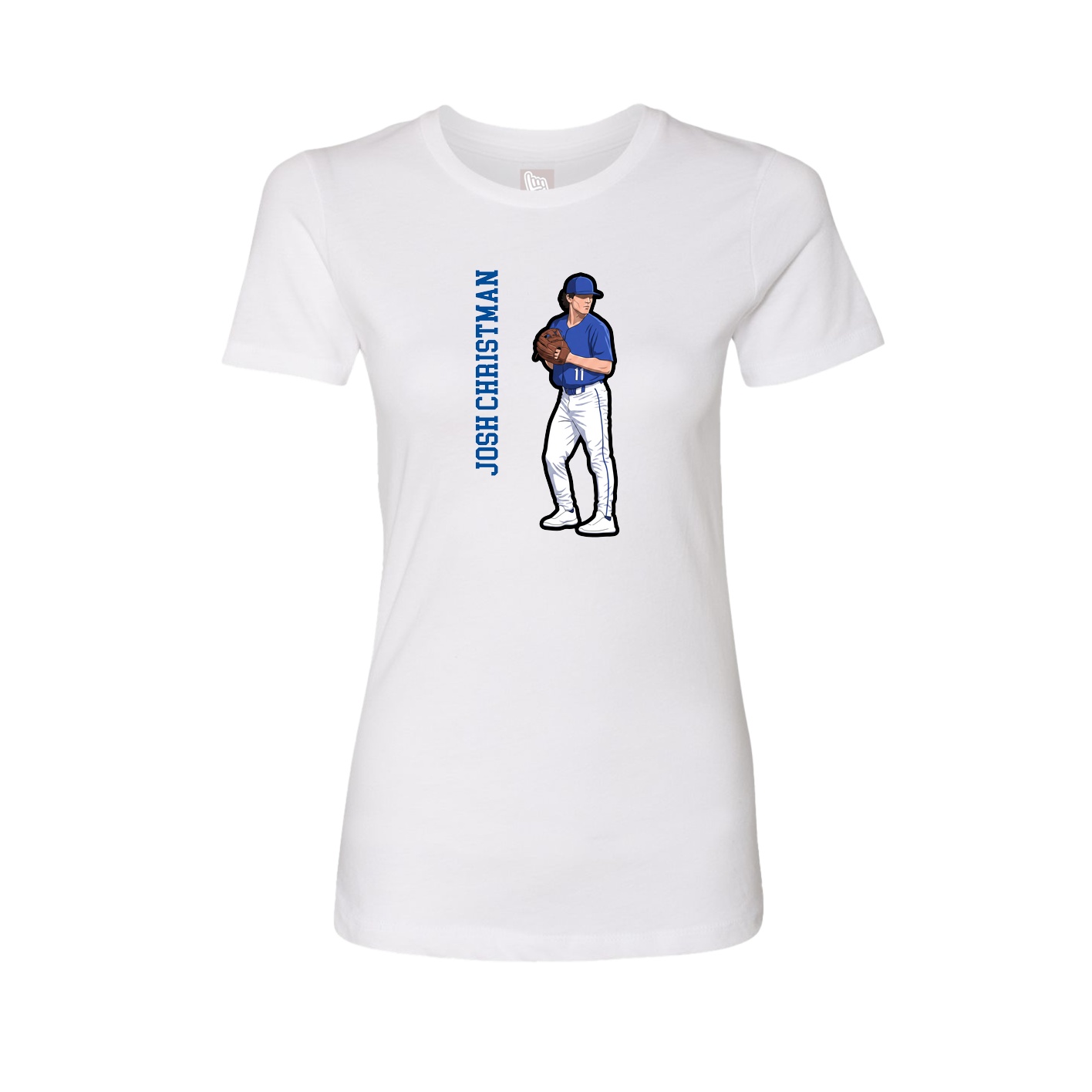 Fitted Women's Tee — Name Vertical in White