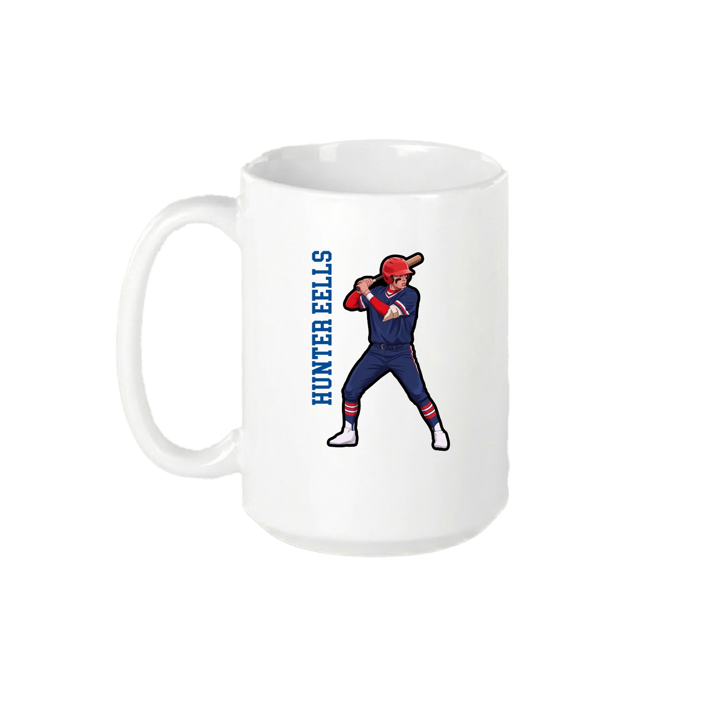15oz Coffee Mug — Name Vertical in White