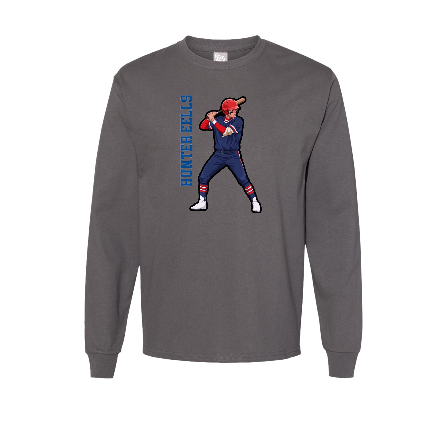 Long Sleeve Tee — Name Vertical in Grey