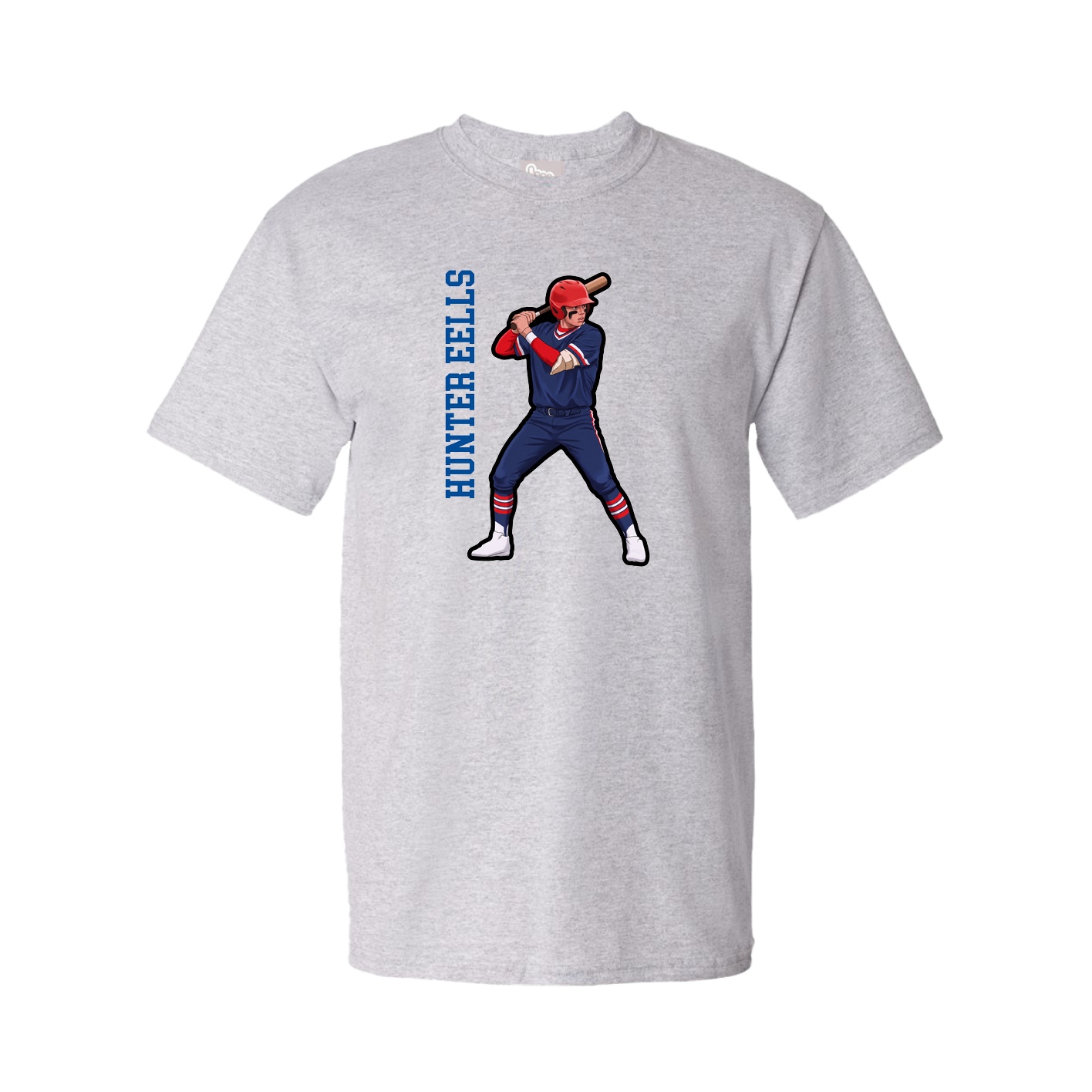 Youth Tee — Name Vertical in Grey