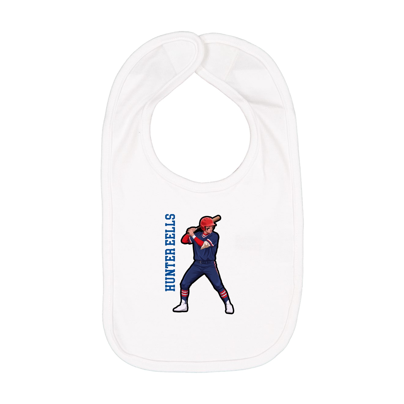 Infant Bib — Name Vertical in White