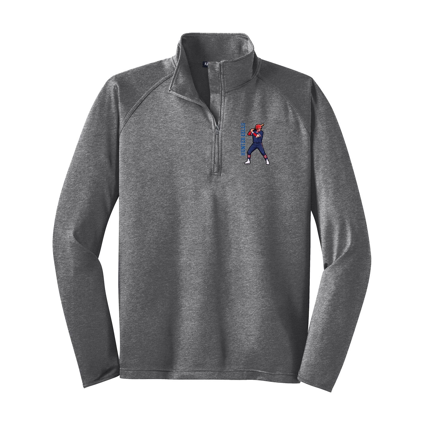 Q-Zip Pullover — Name Vertical in Grey