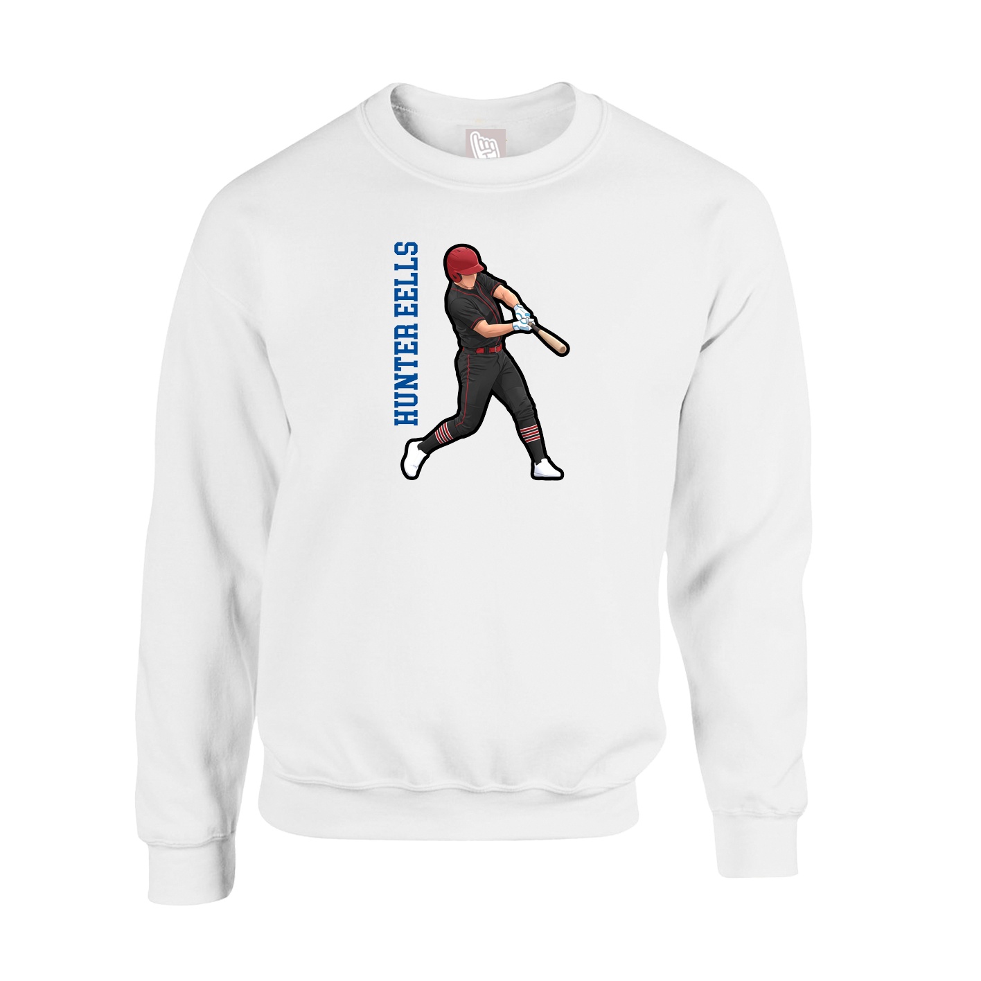 Fleece Crew — Name Vertical in White