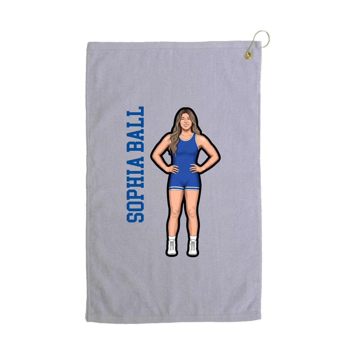Golf Towel — Name Vertical in Grey