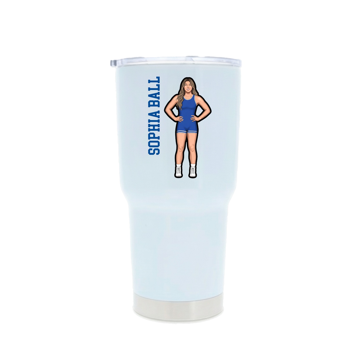 30oz Stainless Steel Tumbler — Name Vertical in White