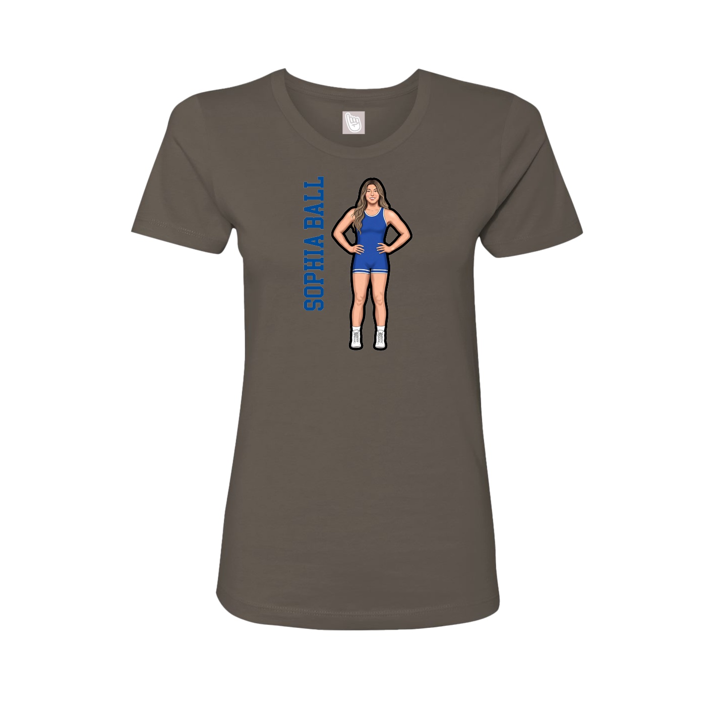 Fitted Women's Tee — Name Vertical in Grey