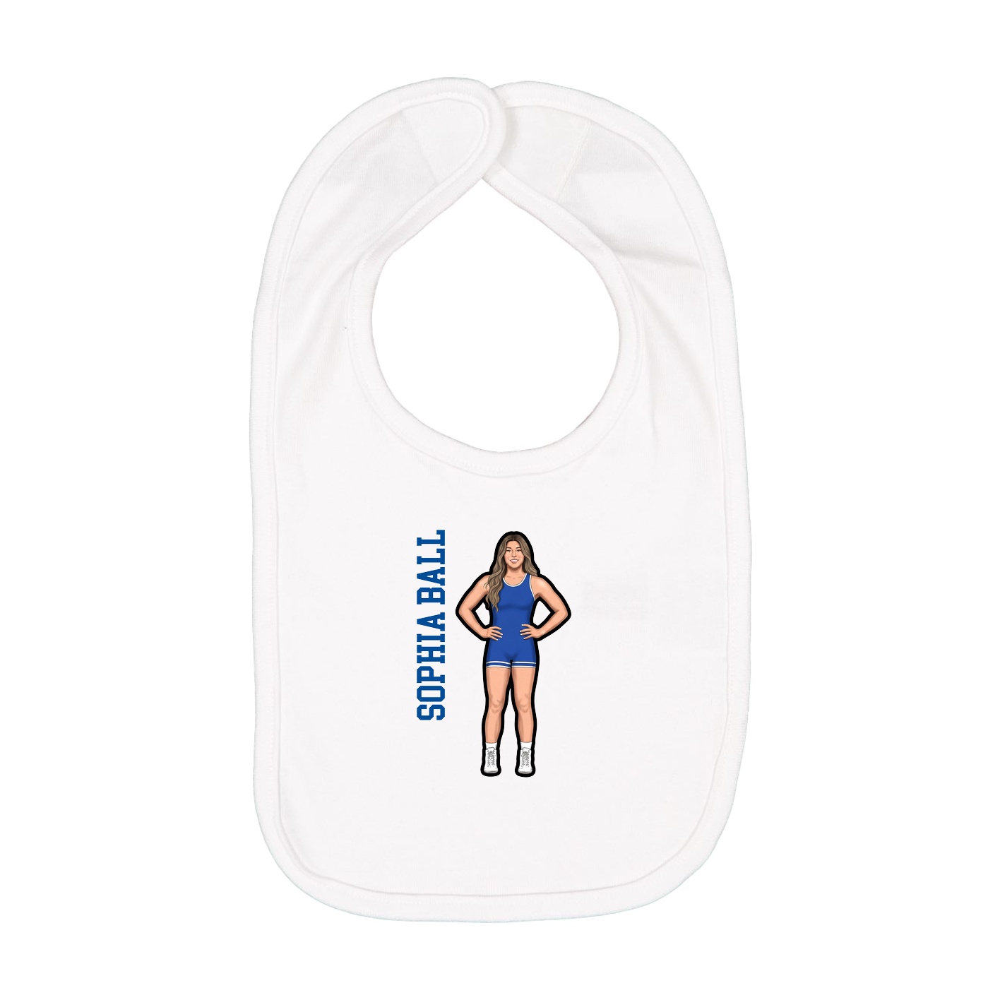 Infant Bib — Name Vertical in White