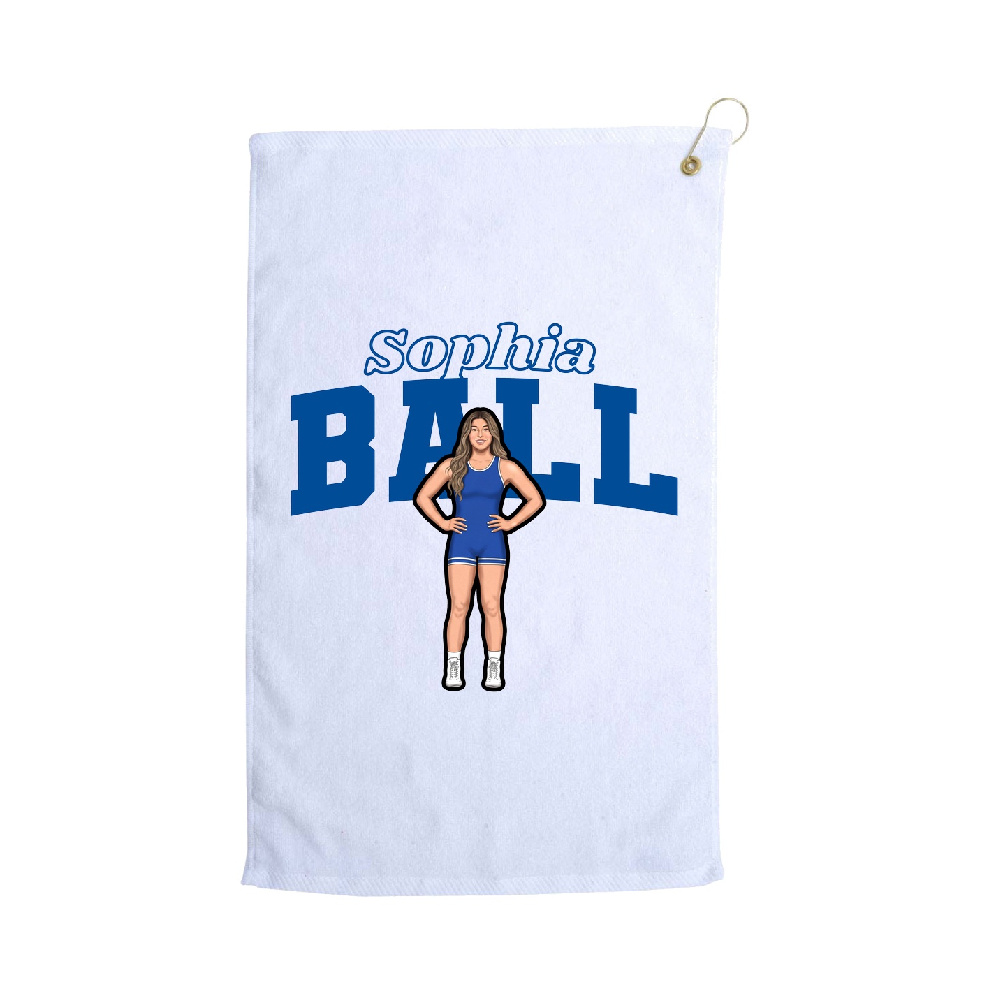 Golf Towel — Name Arch in White
