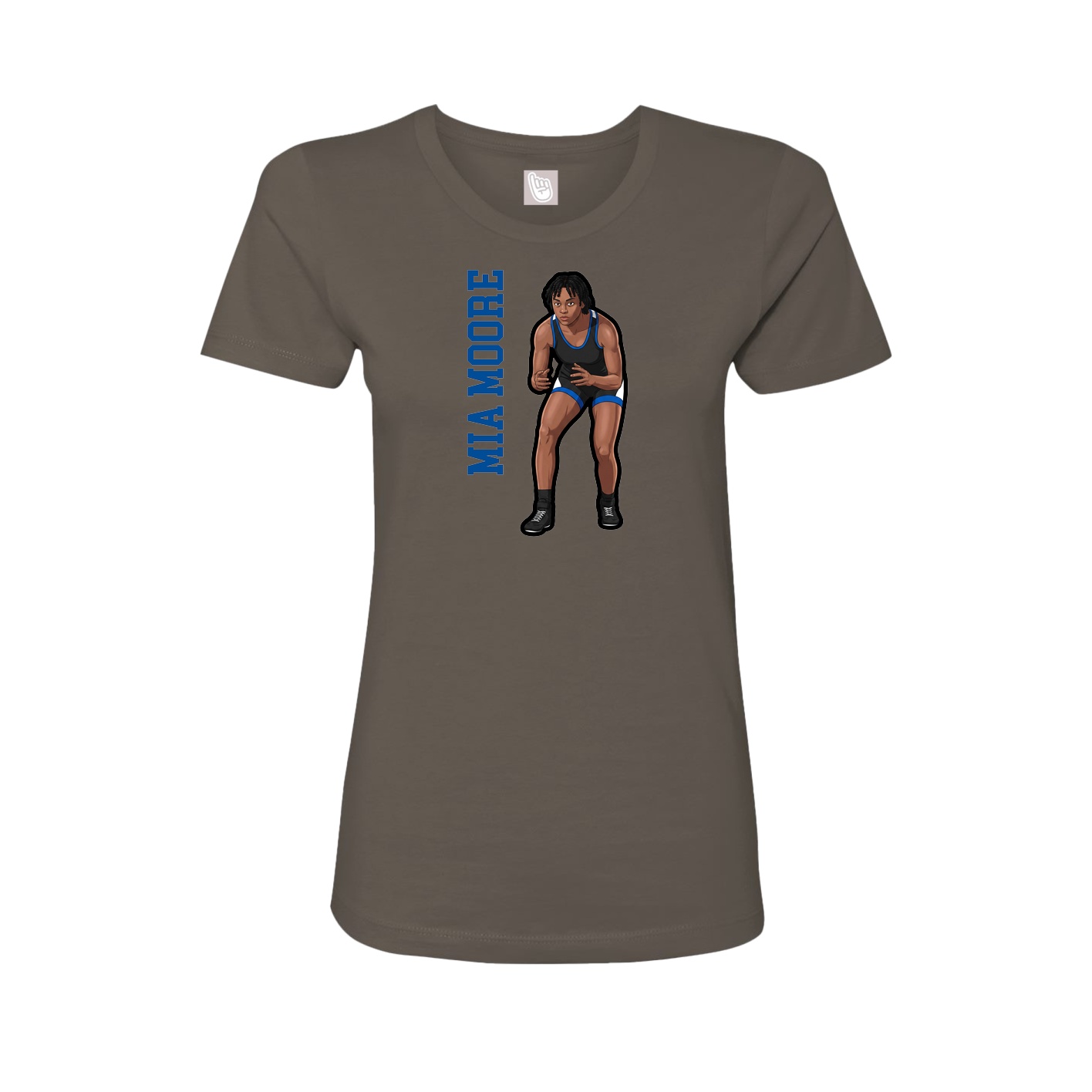 Fitted Women's Tee — Name Vertical in Grey