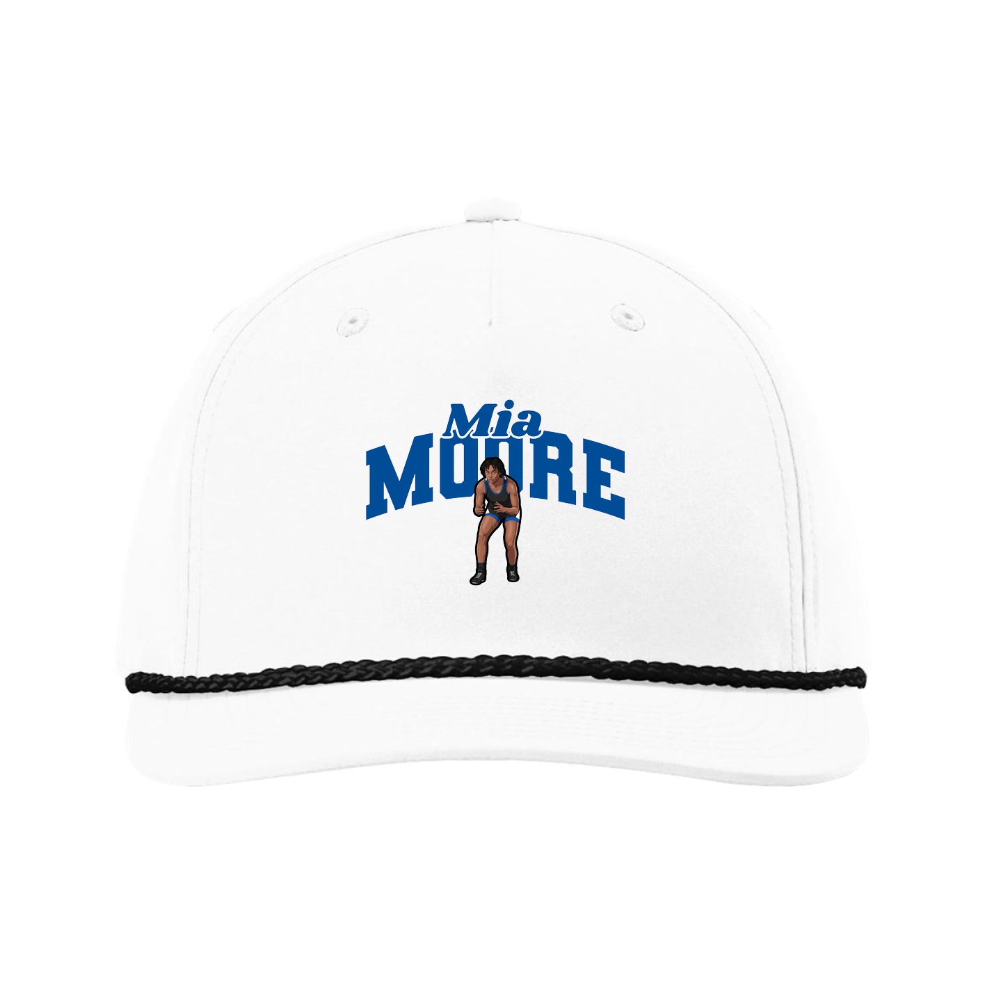Five-Panel Classic Rope Cap — Signature Arch in White