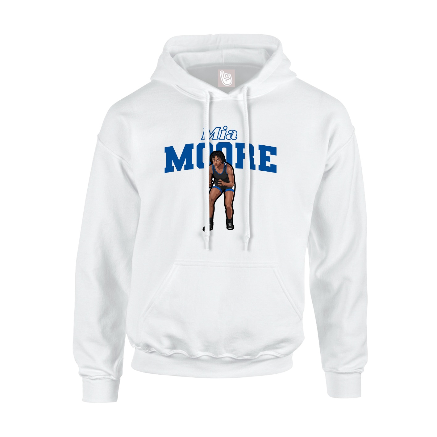 Youth Hoodie — Name Arch in White
