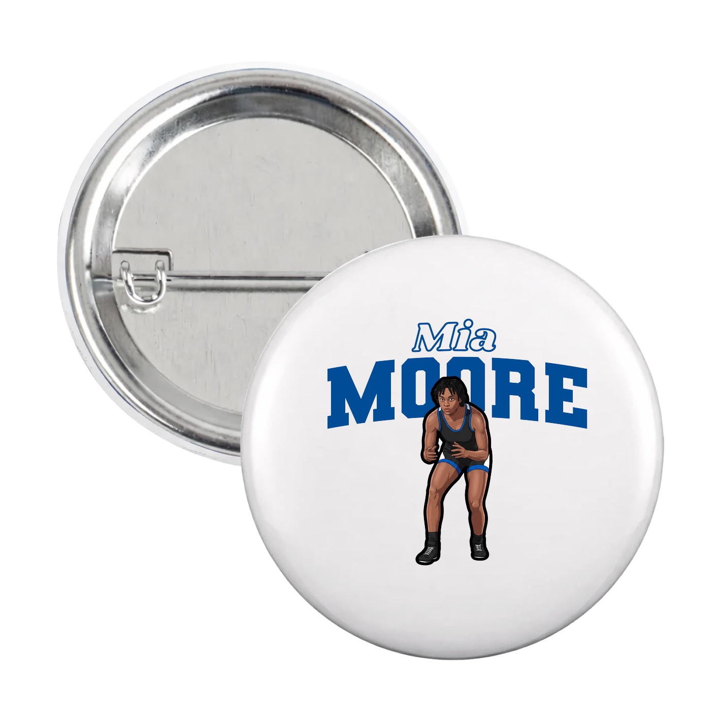 Game Day Button — Name Arch in White