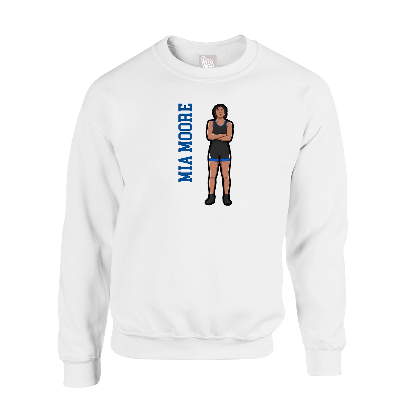 Fleece Crew — Name Vertical in White