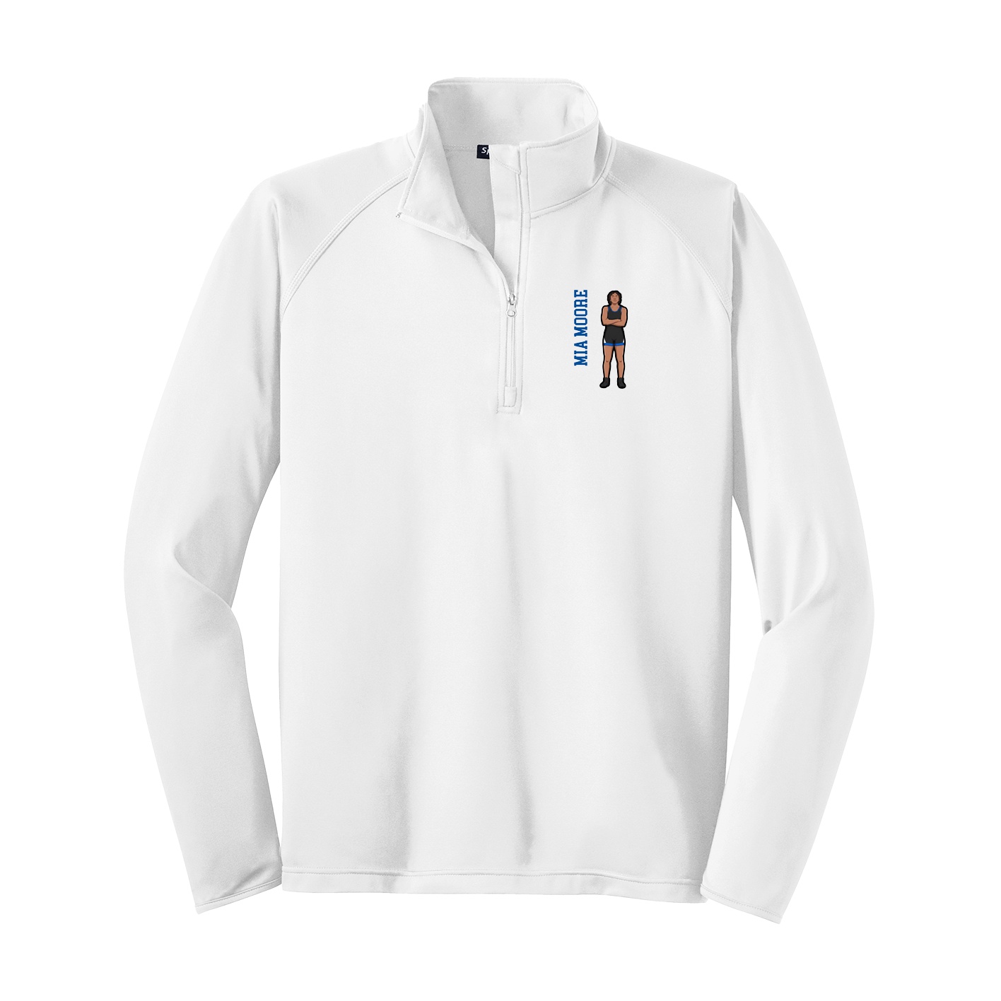 Q-Zip Pullover — Name Vertical in White